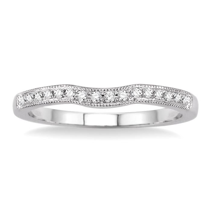 1/5 Ctw Round Cut Diamond Matching Wedding Band in 14K White Gold