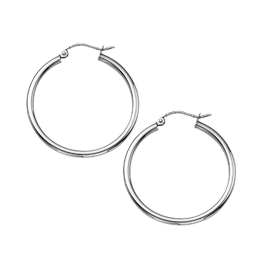 14k White Gold Hoop Earrings