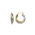 14k Gold Two-Tone Diamond Cut Double Twist Hoop Earrings 