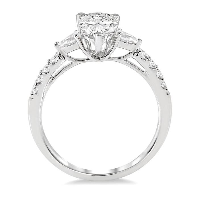 7/8 Ctw Pear & Round Cut Diamond Engagement Ring With 1/2 Ct Pear Cut Center Stone in 14K White Gold