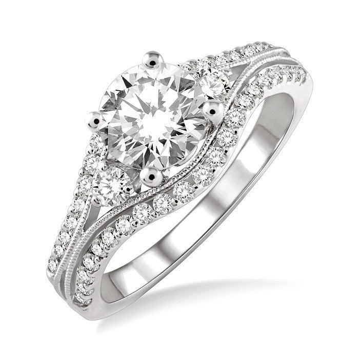 1/2 Ctw Diamond Semi-Mount Engagement Ring in 14K White Gold