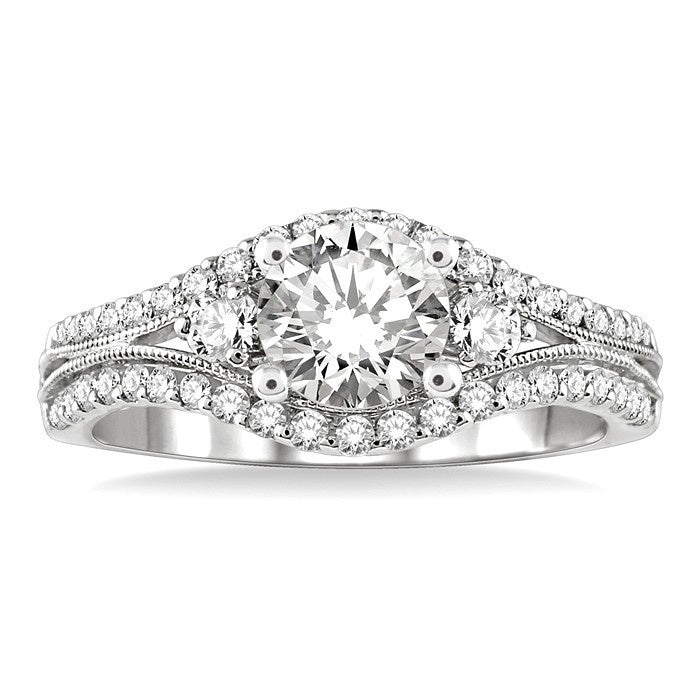 1/2 Ctw Diamond Semi-Mount Engagement Ring in 14K White Gold