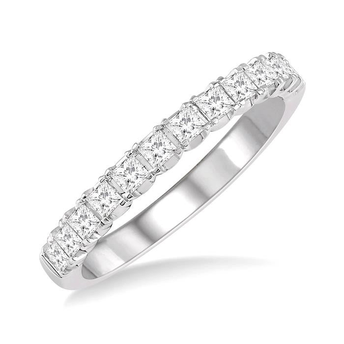 1/2 Ctw Princess Cut Diamond Wedding Band in 14K White Gold