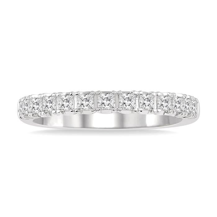 1/2 Ctw Princess Cut Diamond Wedding Band in 14K White Gold
