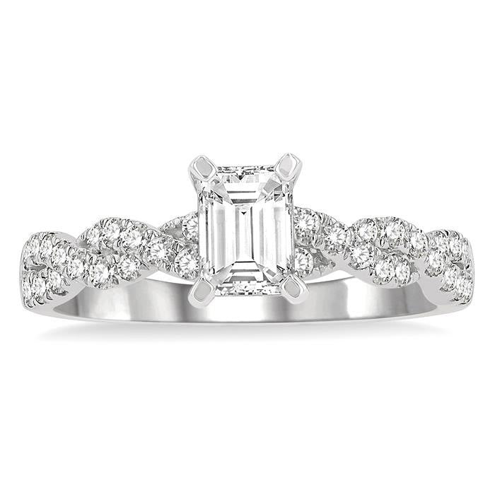 Emerald Shape Diamond Engagement Ring