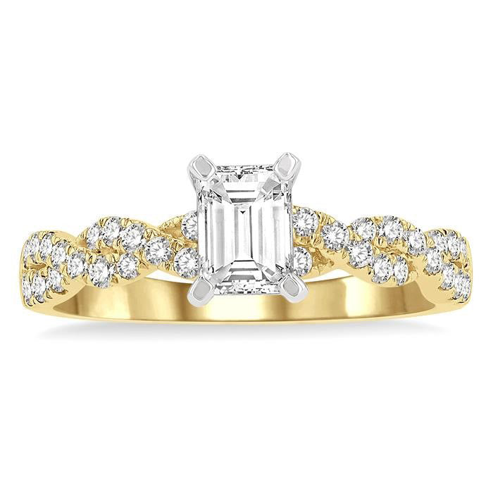 Emerald Shape Diamond Engagement Ring