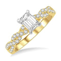 3/8 Ctw Twisted Shank Round Cut Diamond Semi-Mount Engagement Ring in 14K Yellow and White Gold