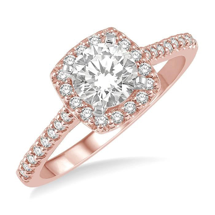 Cushion Shape Halo Diamond Engagement Ring
