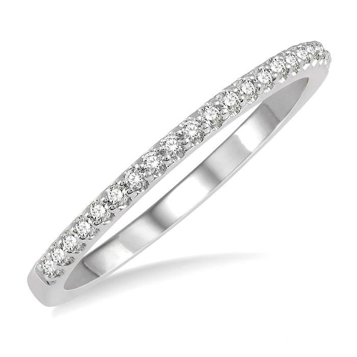 1/10 Ctw Round Cut Diamond Wedding Band in 14K White Gold
