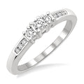1/4 Ctw Nine Stone Round Cut Diamond Engagement Ring in 14K White Gold