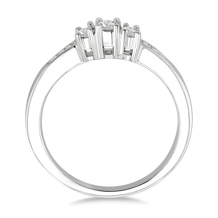1/4 Ctw Nine Stone Round Cut Diamond Engagement Ring in 14K White Gold