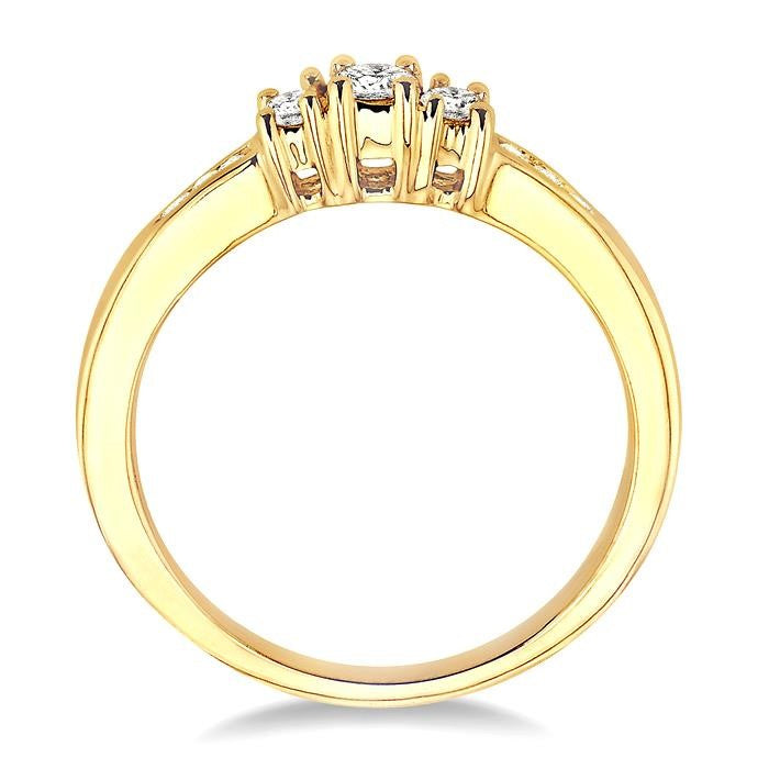 1/4 Ctw Nine Stone Round Cut Diamond Engagement Ring in 10K Yellow Gold
