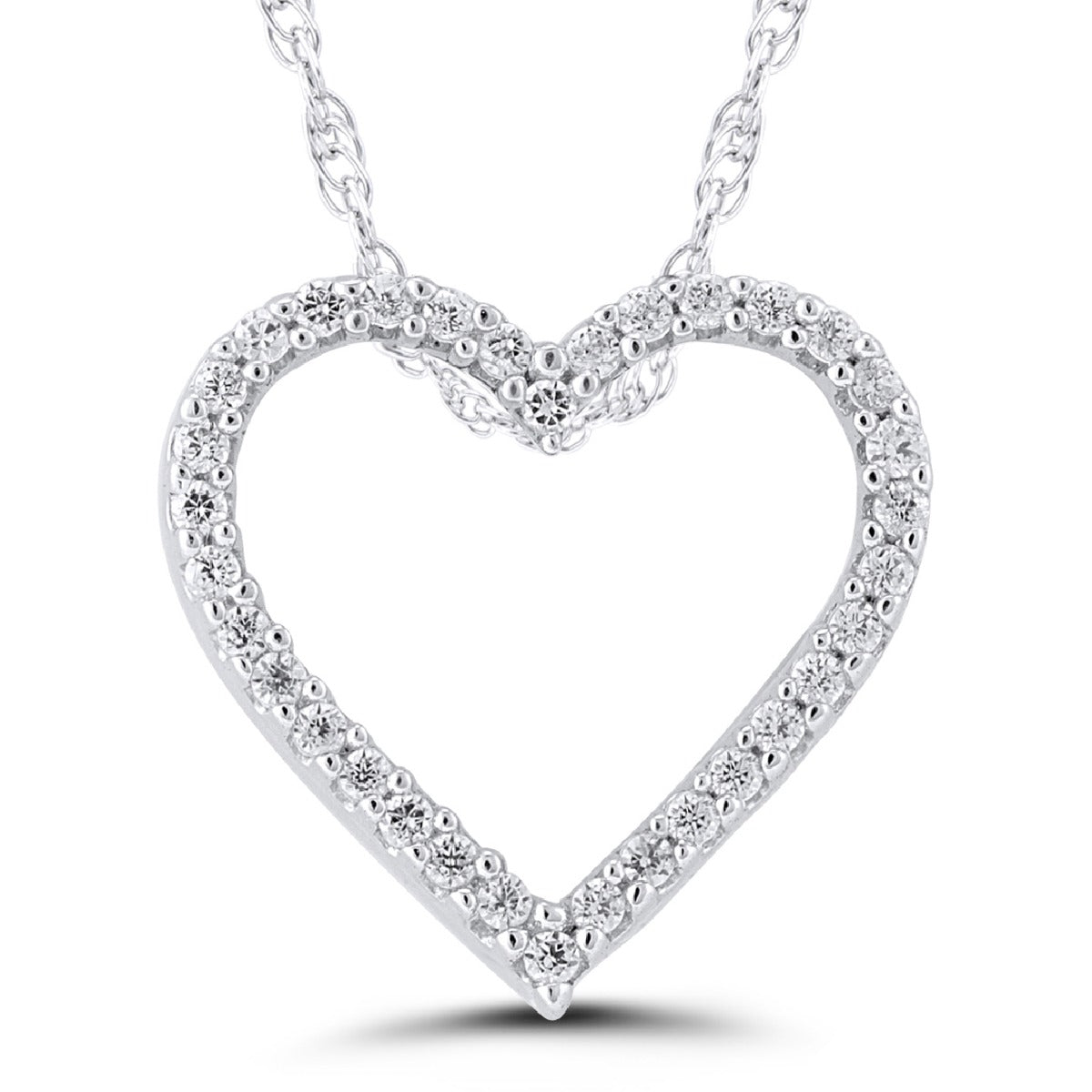 10k White Gold Heart Pendant