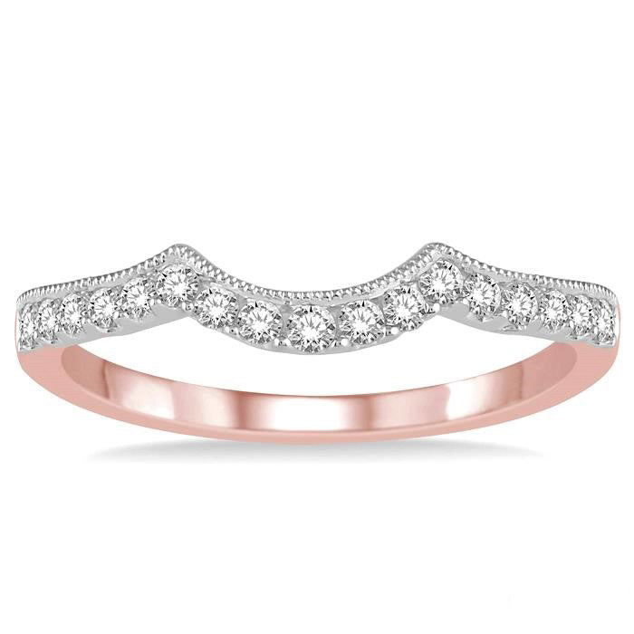 1/5 Ctw Round Diamond Wedding Band in 14K Rose and White Gold