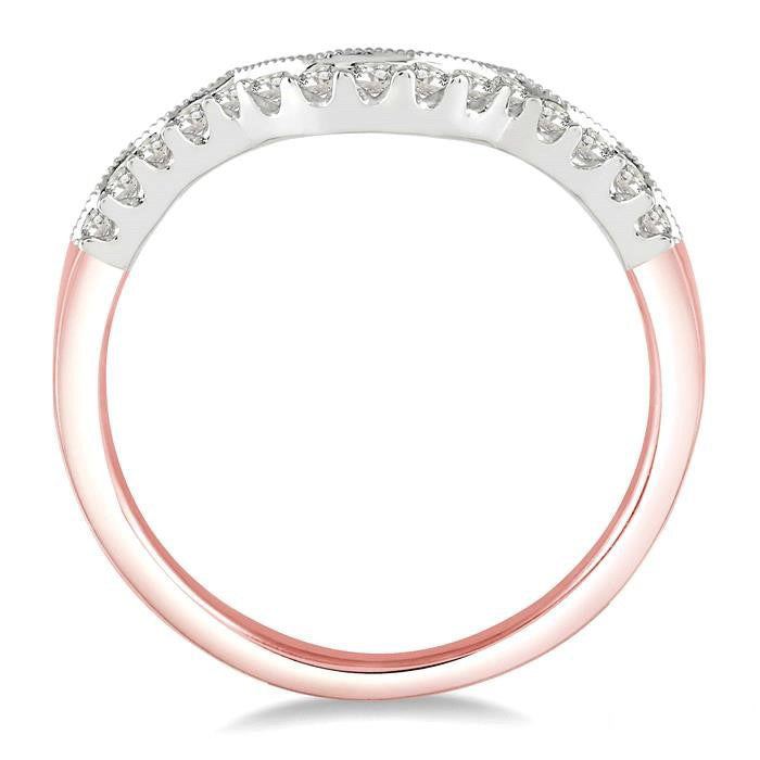 1/5 Ctw Round Diamond Wedding Band in 14K Rose and White Gold