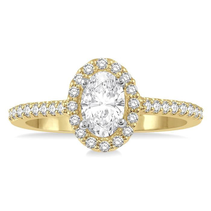 Oval Shape Halo Diamond Engagement Ring