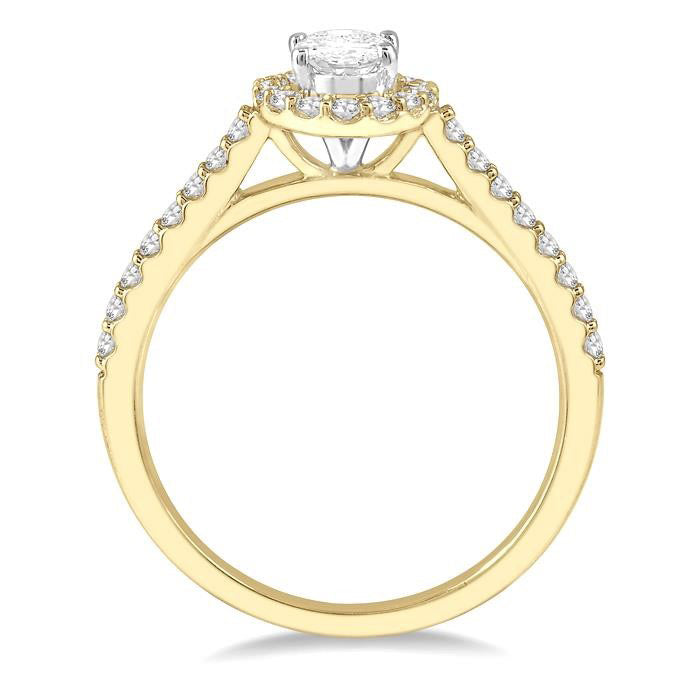 Oval Shape Halo Diamond Engagement Ring