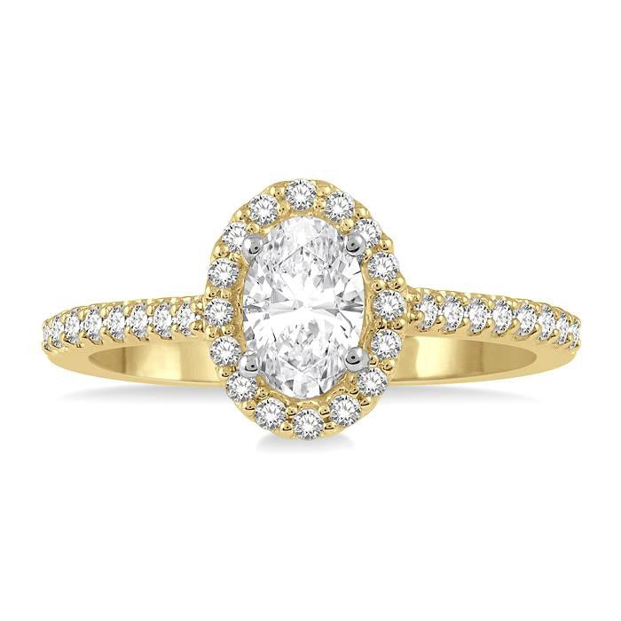 Oval Shape Halo Diamond Engagement Ring