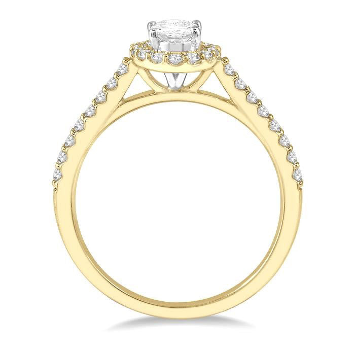 Oval Shape Halo Diamond Engagement Ring