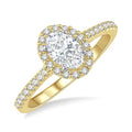 3/8 Ctw Diamond Ladies Engagement Ring with 1/4 Ct Oval Cut Center Stone in 14K Yellow and White Gold