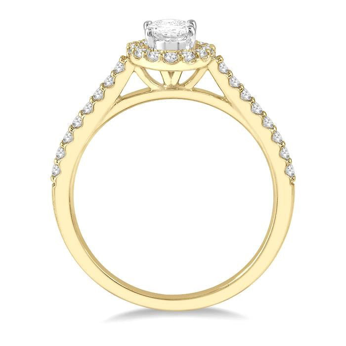 Oval Shape Halo Diamond Engagement Ring