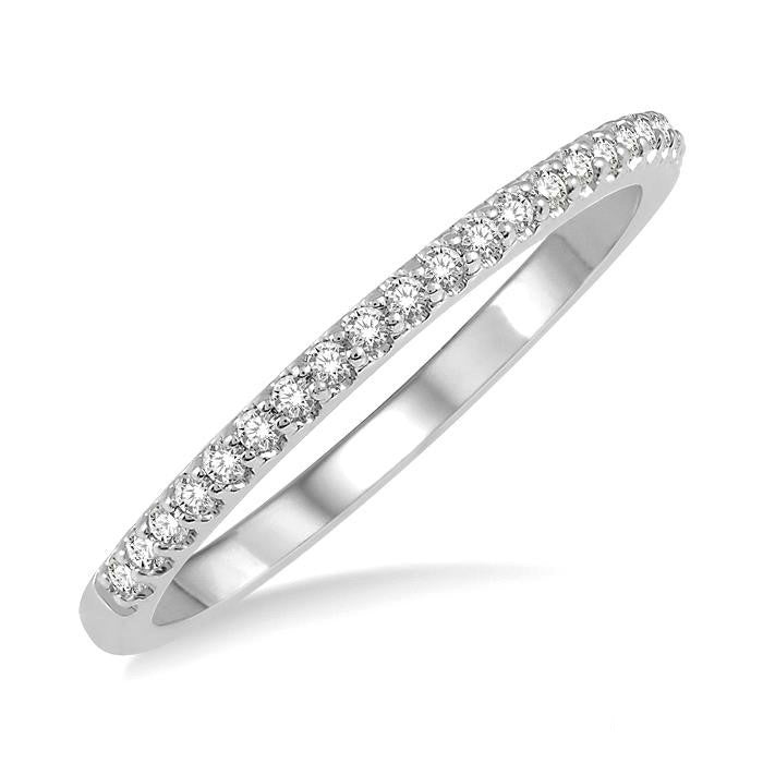 1/10 Ctw Round Cut Diamond Wedding Band in 14K White Gold