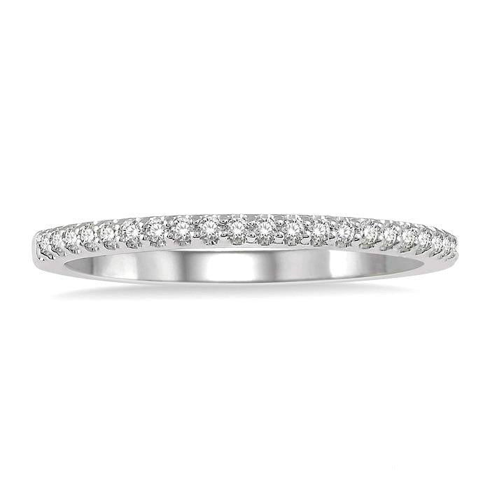 1/10 Ctw Round Cut Diamond Wedding Band in 14K White Gold