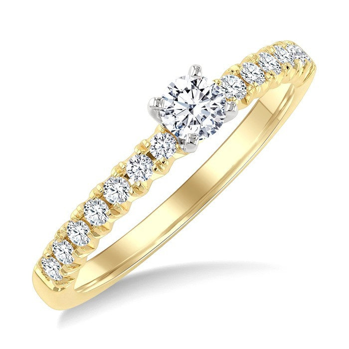 1/4 Ctw Round Cut Diamond Semi-Mount Engagement Ring in 14K Yellow and White Gold