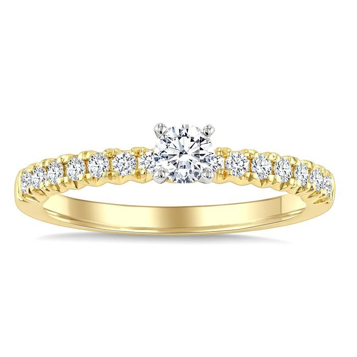 1/4 Ctw Round Cut Diamond Semi-Mount Engagement Ring in 14K Yellow and White Gold