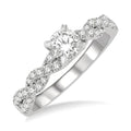 7/8 Ctw Twisted Shank Diamond Engagement Ring With 1/2 Ct Round Cut Center Stone in 14K White Gold