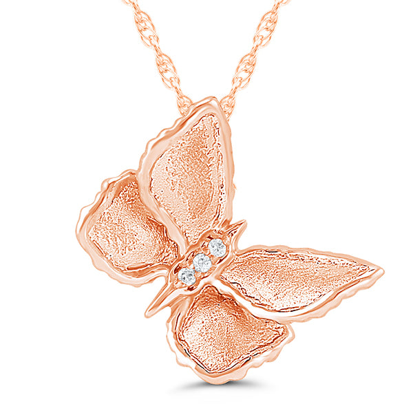 10k Rose Gold Butterfly Pendant with Chain