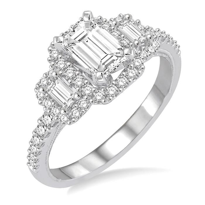 5/8 Ctw Diamond Semi-Mount Engagement Ring in 14K White Gold