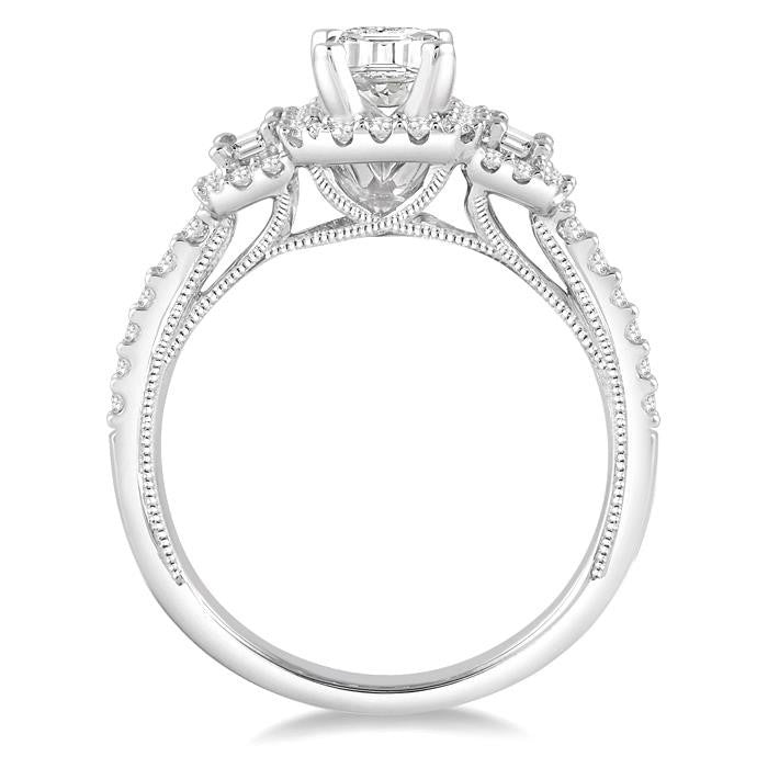 5/8 Ctw Diamond Semi-Mount Engagement Ring in 14K White Gold