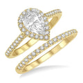 Pear Shape Halo Diamond Wedding Set