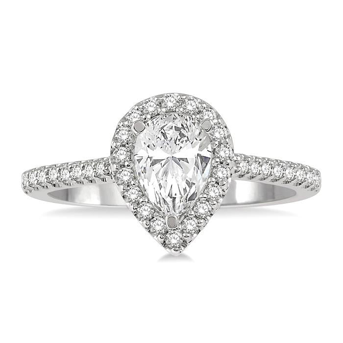 Pear Shape Halo Diamond Engagement Ring
