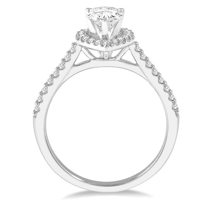 Pear Shape Halo Diamond Engagement Ring