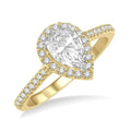 3/8 Ctw Pear Shape Diamond Ladies Engagement Ring with 1/4 Ct Pear Cut Center Stone in 14K Yellow and White Gold