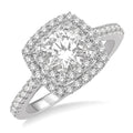 1 Ctw Round Cut Center Stone Diamond Ladies Engagement Ring in 14K White Gold