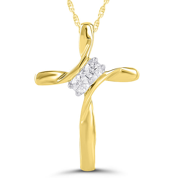 10k Yellow Gold Diamond Cross Pendant