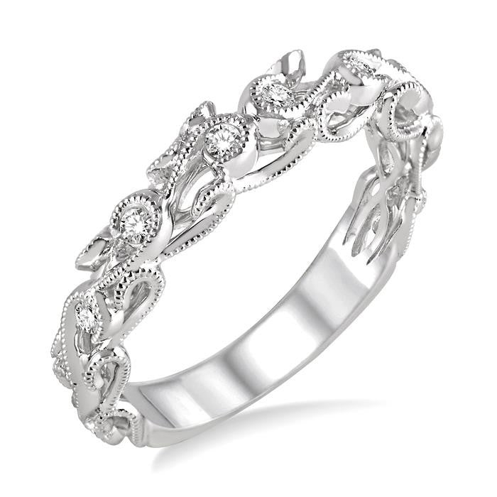 1/6 Ctw Round Cut Diamond Wedding Band in 14K White Gold