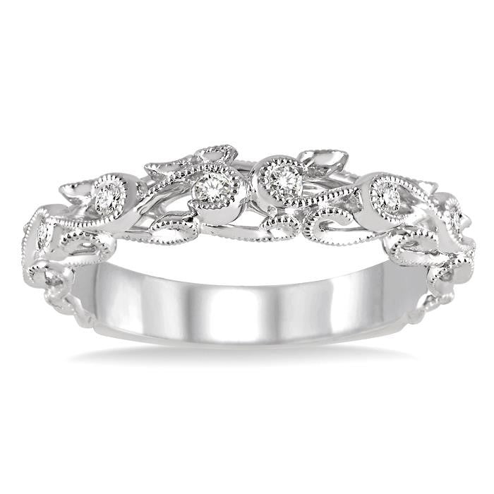 1/6 Ctw Round Cut Diamond Wedding Band in 14K White Gold