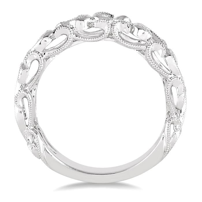 1/6 Ctw Round Cut Diamond Wedding Band in 14K White Gold