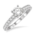 5/8 Ctw Round Cut Diamond Ladies Engagement Ring with 1/3 Ct Round Cut Center Stone in 14K White Gold