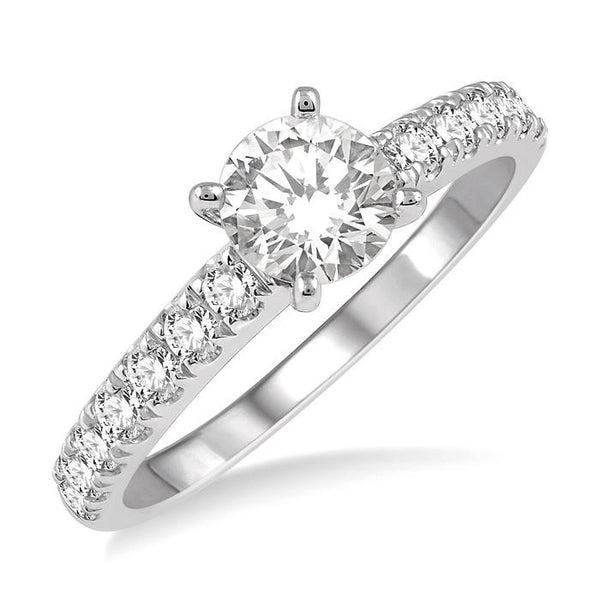 1/2 Ctw Semi-Mount Round Cut Diamond Engagement Ring in 14K White Gold