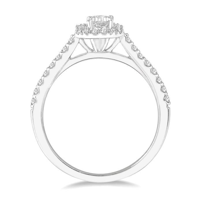 Emerald Shape Halo Diamond Engagement Ring