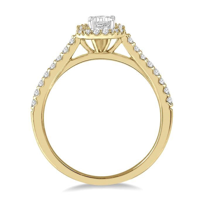 Emerald Shape Halo Diamond Engagement Ring