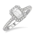 1/6 Ctw Octagon Shape Semi-Mount Round Cut Diamond Ring in 14K White Gold