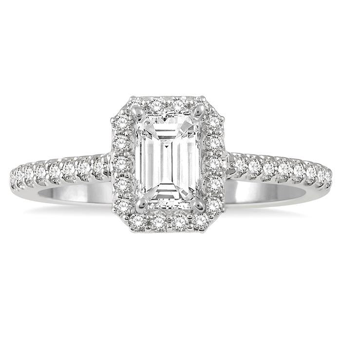 1/6 Ctw Octagon Shape Semi-Mount Round Cut Diamond Ring in 14K White Gold