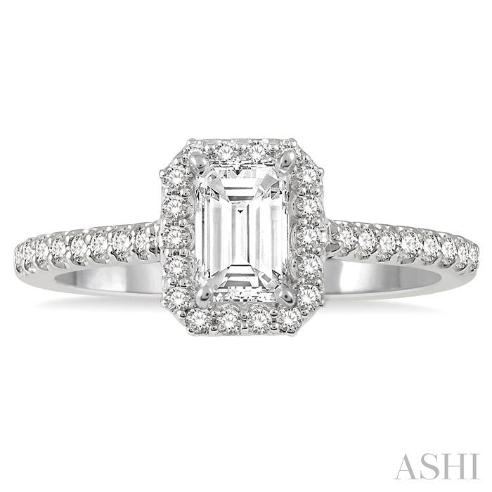1/6 Ctw Octagon Shape Semi-Mount Round Cut Diamond Ring in 14K White Gold