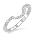 1/8 Ctw Curved Center Round Cut Diamond Wedding Band in 14K White Gold